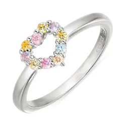 Herz mehrfarbigem Zirkon Ring aus Silber