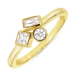 weißem Zirkon Ring aus vergoldetem Sterlingsilber