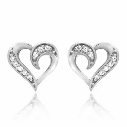 Herz weißen Zirkon Ohrstecker in Silber