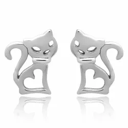 Polierten Katzen Ohrstecker in Silber
