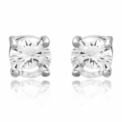 3 mm weißen Zirkon Ohrringe in Silber