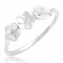 Blumen Zirkon Ring aus Silber