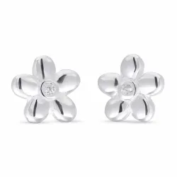 Blumen Zirkon Ohrstecker in Silber