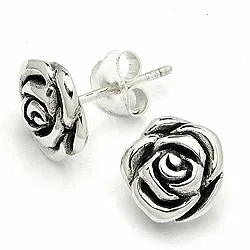 Rose Ohrringe in oxidiertem Sterlingsilber