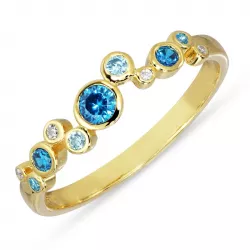 blauem Zirkon Ring aus vergoldetem Sterlingsilber