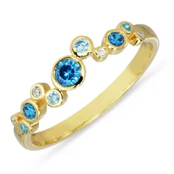 blauem Zirkon Ring aus vergoldetem Sterlingsilber - Bubbly Twist