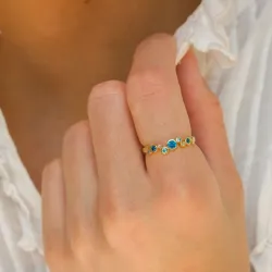 blauem Zirkon Ring aus vergoldetem Sterlingsilber - Bubbly Twist