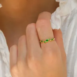 grünem Zirkon Ring aus vergoldetem Sterlingsilber - Bubbly Twist