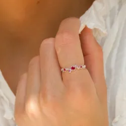 pink Zirkon Ring aus Silber - Bubbly Twist