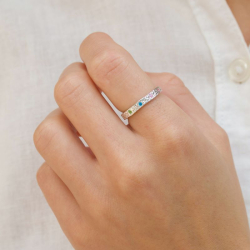 mehrfarbigem Zirkon Ring aus Silber