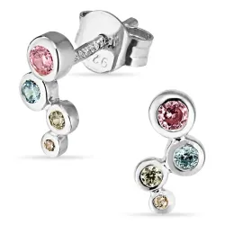 mehrfarbigen Zirkon Ohrstecker in Silber - Bubbly Twist