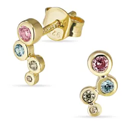 mehrfarbigen Zirkon Ohrstecker in vergoldetem Silber - Bubbly Twist