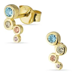 mehrfarbigen Zirkon Ohrstecker in vergoldetem Silber - Bubbly Twist