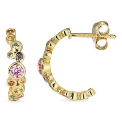 mehrfarbigen Zirkon Halbkreolen in vergoldetem Sterlingsilber - Bubbly Twist