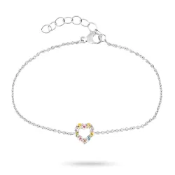 Herz mehrfarbigem Zirkon Armband aus Silber