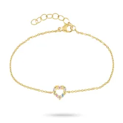 Herz mehrfarbigem Zirkon Armband aus vergoldetem Sterlingsilber