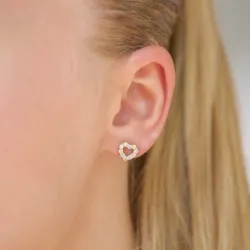 Herz mehrfarbigen Zirkon Ohrstecker in vergoldetem Sterlingsilber