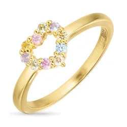 Herz mehrfarbigem Zirkon Ring aus vergoldetem Sterlingsilber