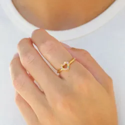 Herz mehrfarbigem Zirkon Ring aus vergoldetem Sterlingsilber