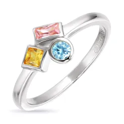 mehrfarbigem Zirkon Ring aus Silber
