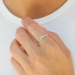 mehrfarbigem Zirkon Ring aus Silber