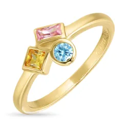 mehrfarbigem Zirkon Ring aus vergoldetem Sterlingsilber