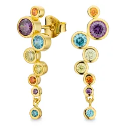 mehrfarbigem Zirkon Ohrringe in vergoldetem Silber - Bubbly Twist