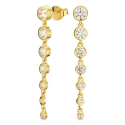 lange Zirkon Ohrringe in vergoldetem Silber - Bubbly Sparkle