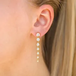 lange Zirkon Ohrringe in vergoldetem Silber - Bubbly Sparkle