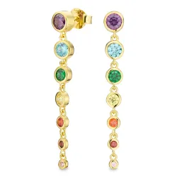 lange mehrfarbigem Zirkon Ohrringe in vergoldetem Silber - Bubbly Twist