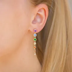 lange mehrfarbigem Zirkon Ohrringe in vergoldetem Silber - Bubbly Twist