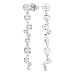 lange Zirkon Ohrringe in Silber - Bubbly Sparkle