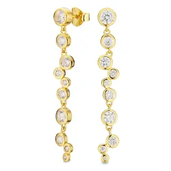 lange Zirkon Ohrringe in vergoldetem Silber - Bubbly Sparkle