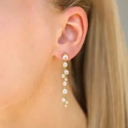 lange Zirkon Ohrringe in vergoldetem Silber - Bubbly Sparkle