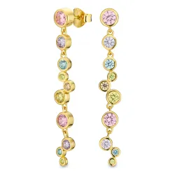 lange mehrfarbigem Zirkon Ohrringe in vergoldetem Silber - Bubbly Twist