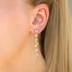 lange mehrfarbigem Zirkon Ohrringe in vergoldetem Silber - Bubbly Twist