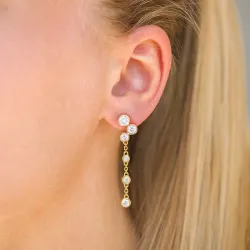 lange Zirkon Ohrringe in vergoldetem Silber - Bubbly Sparkle