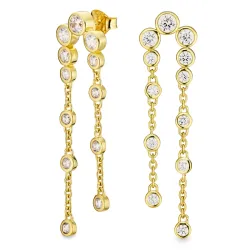 lange Zirkon Ohrringe in vergoldetem Silber - Bubbly Sparkle