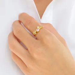 mehrfarbigem Zirkon Ring aus vergoldetem Sterlingsilber - Bubbly Twist