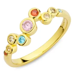 mehrfarbigem Zirkon Ring aus vergoldetem Sterlingsilber - Bubbly Twist