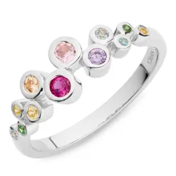 mehrfarbigem Zirkon Ring aus Silber - Bubbly Twist