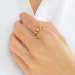 mehrfarbigem Zirkon Ring aus vergoldetem Sterlingsilber - Bubbly Twist