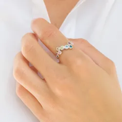 mehrfarbigem Zirkon Ring aus Silber - Bubbly Twist