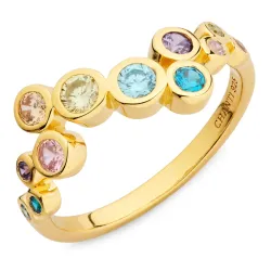 mehrfarbigem Zirkon Ring aus vergoldetem Sterlingsilber - Bubbly Twist