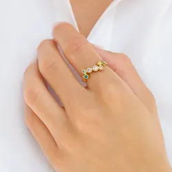 mehrfarbigem Zirkon Ring aus vergoldetem Sterlingsilber - Bubbly Twist