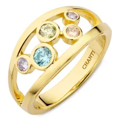 mehrfarbigem Zirkon Ring aus vergoldetem Sterlingsilber - Bubbly Twist