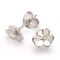 Blumen Ohrstecker in Silber mit Diamant
