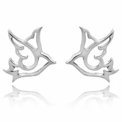 Vögel set mit ohrringe und halskette in silber