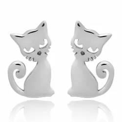 Katze set mit ohrringe und halskette in silber