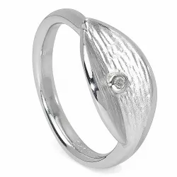 Strukturierter Blatt Ring aus Silber